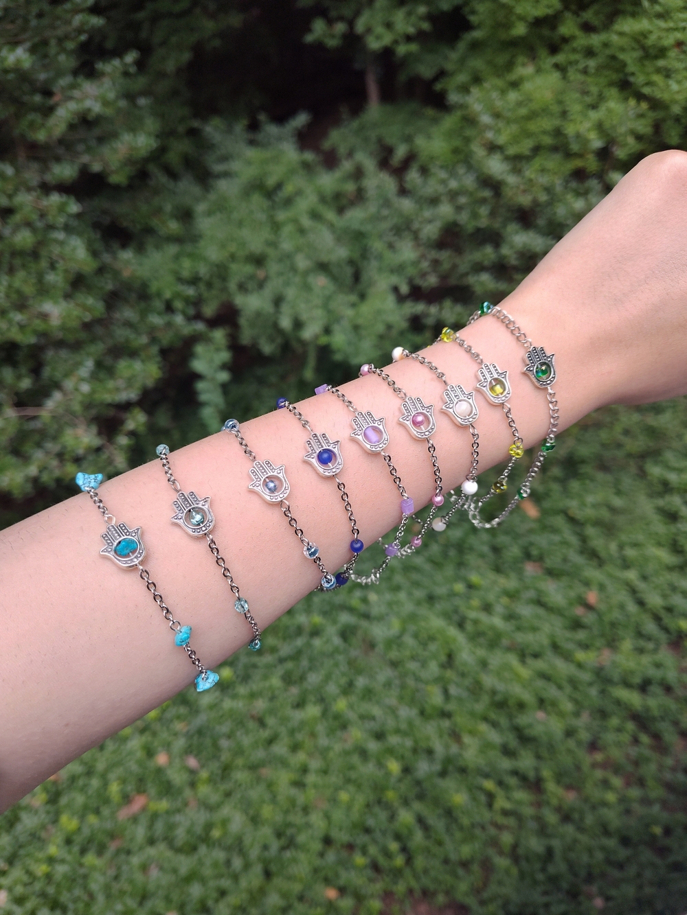 9 Silver Toned Hand Bracelets Handmade